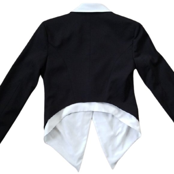 BCBGeneration Black White Cropped Tuxedo Blazer Size M - Picture 3 of 7